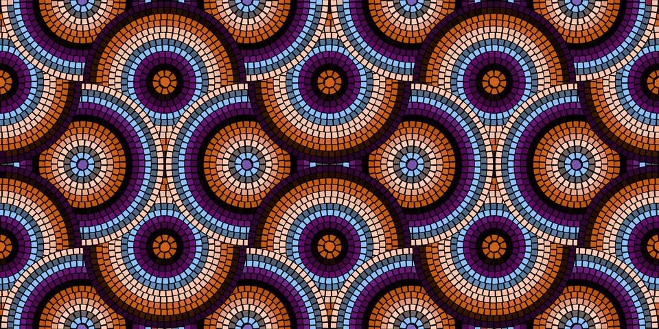 Seamless pattern with mosaic tiles, editable template, vector illustration Stock Illustration