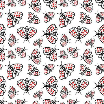 Seamless pattern with moths 스톡 일러스트