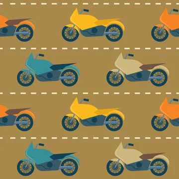 Seamless pattern with motorcycles Stock Illustration