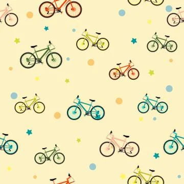 Seamless pattern with Mountain bike Stock Illustration