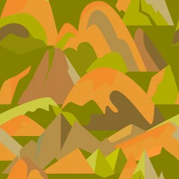 Seamless pattern with mountain icons in flat style Stock Illustration