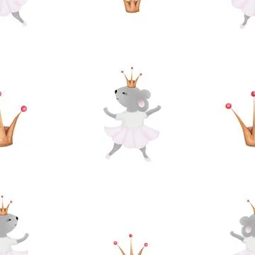 Seamless pattern mouse ballerina. cute pattern for children's textiles a mouse Stock Illustration