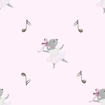 Seamless pattern mouse ballerina. cute pattern for children's textiles a mouse Stock Illustration