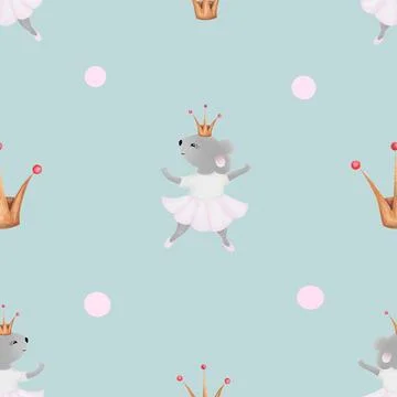 Seamless pattern mouse ballerina. cute pattern for children's textiles a mouse Stock Illustration