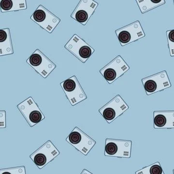Seamless pattern movie action camera cartoon vector Stock Illustration