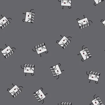 Seamless pattern movie clapper board character cartoon vector Stock Illustration