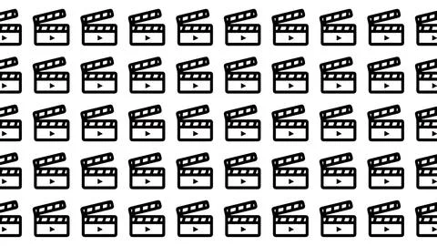 Seamless Pattern of Movie Clapperboard Icons for Film Production Cinema and.. Stock Illustration