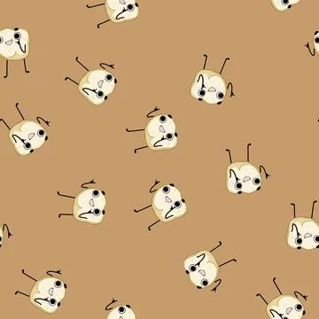 Seamless pattern movie popcorn character cartoon vector Stock Illustration