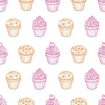 Seamless pattern with muffins and cupcakes Illustrazione stock