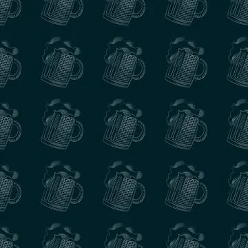 Seamless pattern with mug of beer for beer pub Illustrazione stock