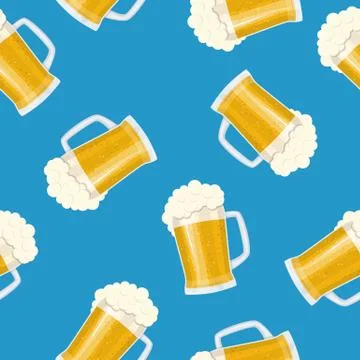 Seamless pattern mug of beer. Stock Illustration