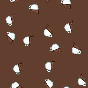 Seamless pattern mug coffee cup splash cartoon vector 스톡 일러스트