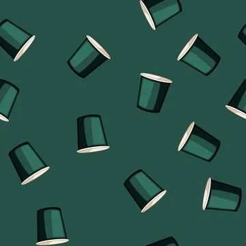 Seamless pattern mug paper cup cartoon vector Stock Illustration