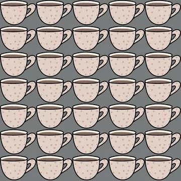 Seamless pattern mugs with tea or coffee Stock Illustration