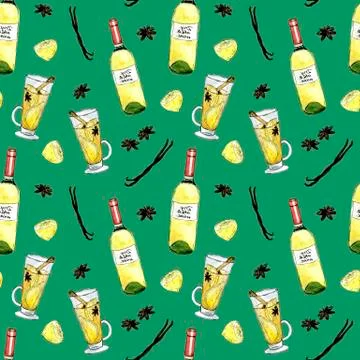 Seamless pattern with mulled wine Stock Illustration