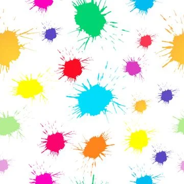 Seamless pattern with multi-colored blots on white background. Modern random Stock Illustration