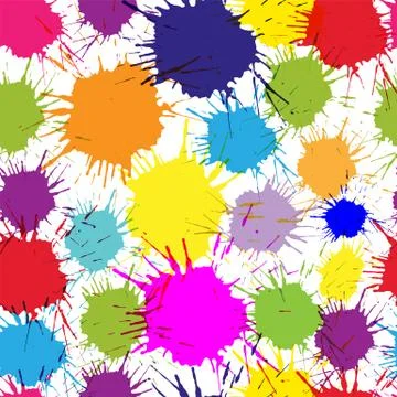 Seamless pattern with multi-colored blots on white background. Modern random Stock Illustration