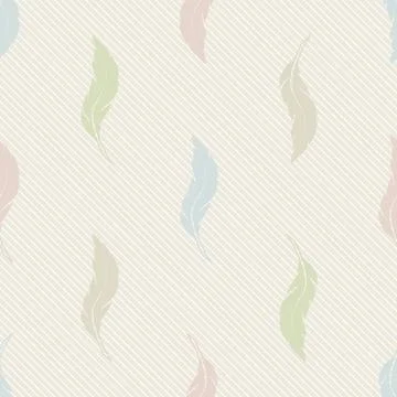 Seamless pattern with multi-colored feathers on a light beige background.  Stock Illustration