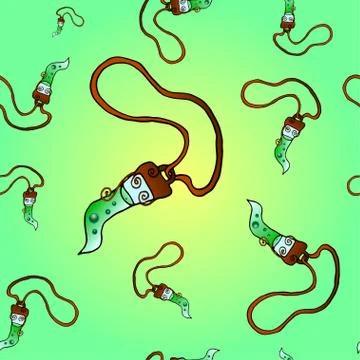 Seamless pattern with multi-colored necklace with animal tooth. Stock Illustration