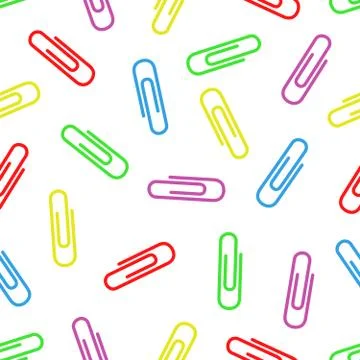 Seamless pattern of multi colored paper clips Stock Illustration