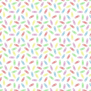 Seamless pattern of multi colored paper clips Stock Illustration