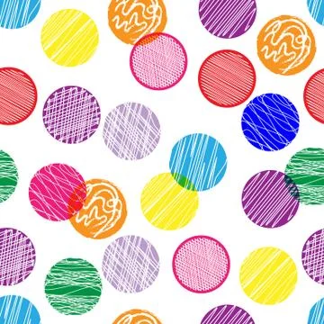 Seamless pattern with multi-colored shaded circles, flat design 스톡 일러스트