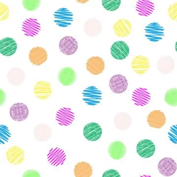 Seamless pattern with multi-colored shaded circles, flat design Stock Illustration