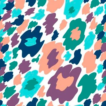Seamless pattern with multi-colored spots. Hand drawn vector Stock Illustration