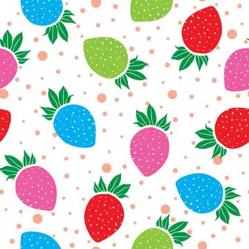 Seamless pattern multi colored strawberries Stock Illustration