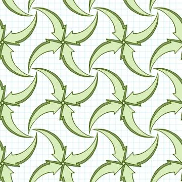 Seamless pattern of multi-colored volume arrows on checkered paper Illustrazione stock