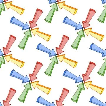 Seamless pattern of multi-colored volume arrows Stock Illustration