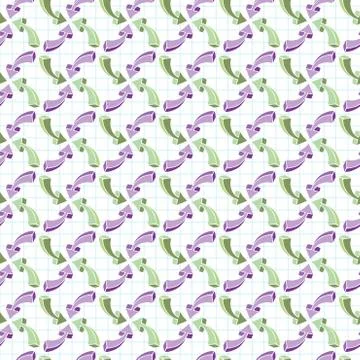 Seamless pattern of multi-colored volume arrows on checkered paper Illustrazione stock