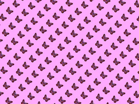 Seamless pattern of multi-coloured butterfly on pink background. Stockillustratie