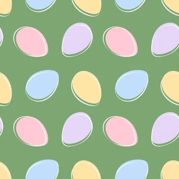 Seamless Pattern of multicolor Easter Eggs in trendy palette Ester Festive Stock Illustration