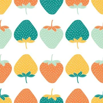 Seamless pattern of multicolor strawberries. Vector illustration Stock Illustration