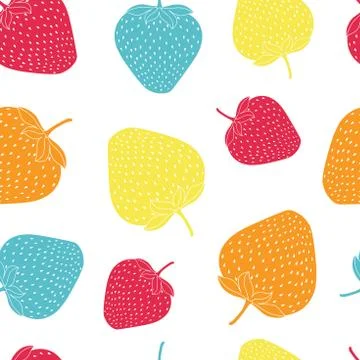 Seamless pattern of multicolor strawberries. Vector illustration Stock Illustration