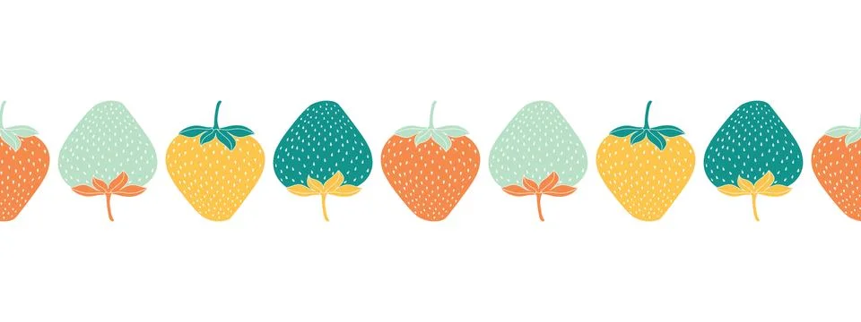 Seamless pattern of multicolor strawberries. Vector illustration Illustrazione stock