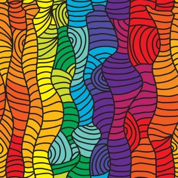Seamless pattern with multicolor waves, design element. rainbow colors Stock Illustration