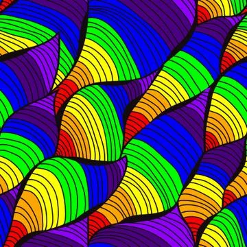 Seamless pattern with multicolor waves, design element. rainbow colors Stock Illustration