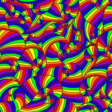 Seamless pattern with multicolor waves, design element. rainbow colors 스톡 일러스트