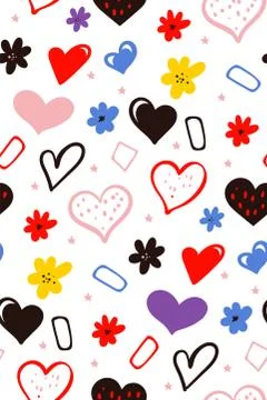 Seamless Pattern with multicolored abstract hearts. Love motive. Abstract Stock Illustration