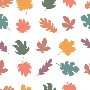 Seamless pattern, multicolored autumn leaves Stock Illustration