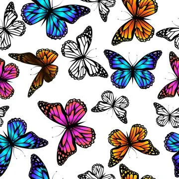 Seamless pattern multicolored butterflies. Vector illustration . Colorful bri Stock Illustration