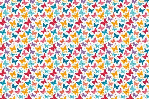 Seamless pattern with multicolored butterflies. Vector illustration. Illustrazione stock