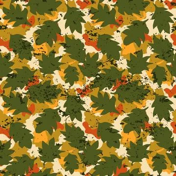 Seamless pattern multicolored camouflage leaves grunge Stock Illustration