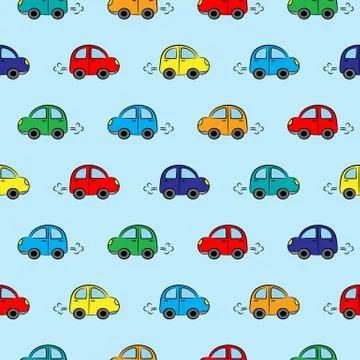Seamless pattern with multicolored cars Illustrazione stock