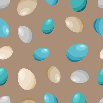 Seamless pattern with multicolored easter eggs on a beige background. Pattern is イラスト素材