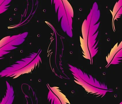 Seamless pattern with multicolored feathers Stock Illustration