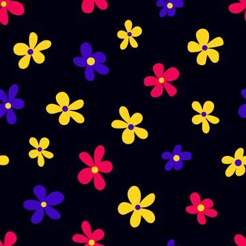 Seamless pattern with multicolored flowers Stock Illustration