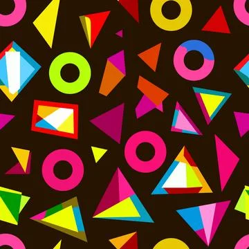 Seamless pattern of multicolored geometric shapes triangle square circle 스톡 일러스트